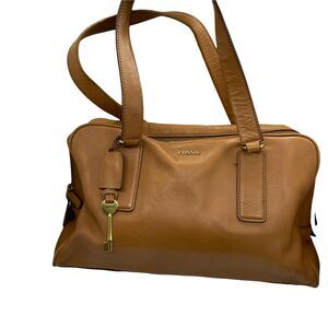 Fossil Shoulder Bag ZB5415 Womens Brown Double Handles Inner Pockets For Repair